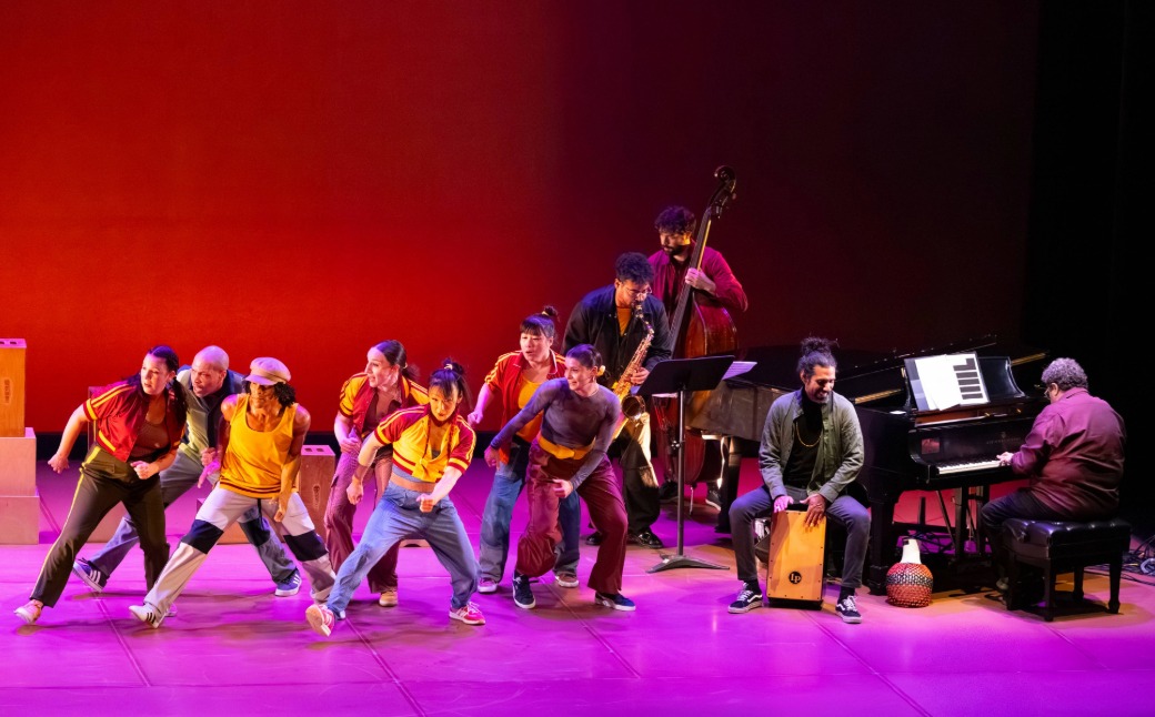 The dance and music ensembles of Shadow Cities in its world premiere at Penn Live Arts. (Photo by Mark Garvin.)