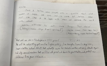 Two written entries from The Listening Cabinet's guestbook