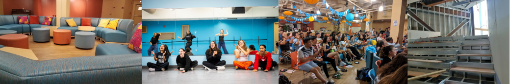 Four images of Platt House spaces and events.