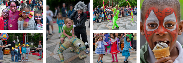 Collage of photos of children enjoying the Philadelphia Children's Festival