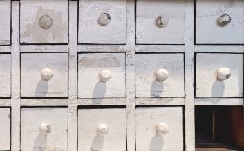 Close-up of Listening Cabinet drawers