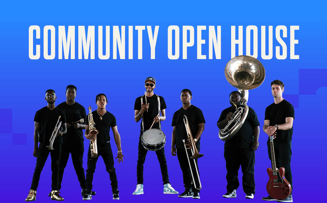 New Breed Brass Band image, Community Open House text