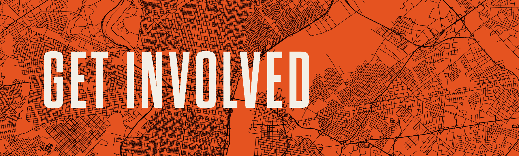 Abstract street map of Philadelphia, Text: Get Involved