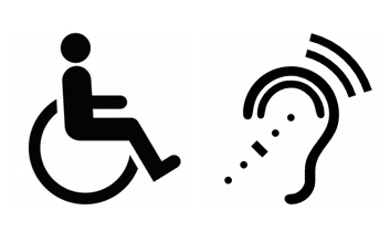 Accessibility icons for limited mobility and assisted listening devices